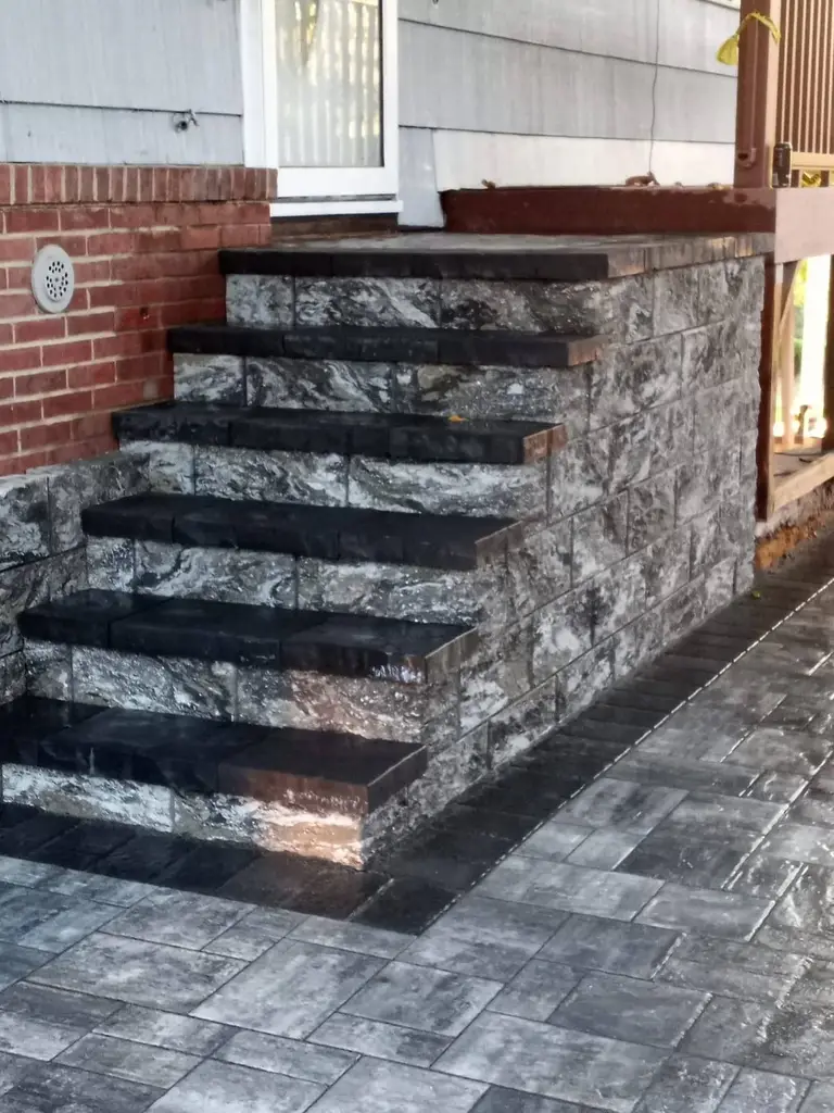 Stone Veneer Steps Paver Patio Monmouth County NJ